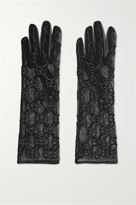 gucci long lace gloves|Gucci embroidered tulle gloves.